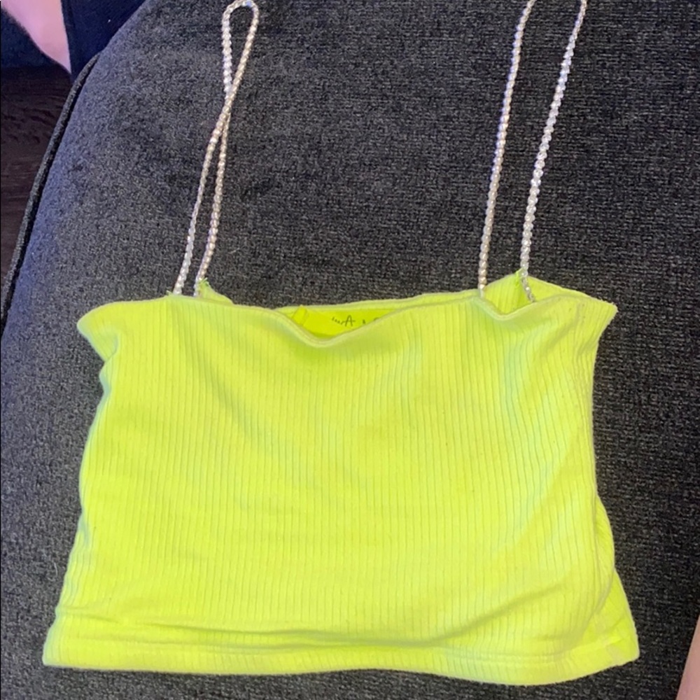 sexy NEON LF crop top with rhinestone straps